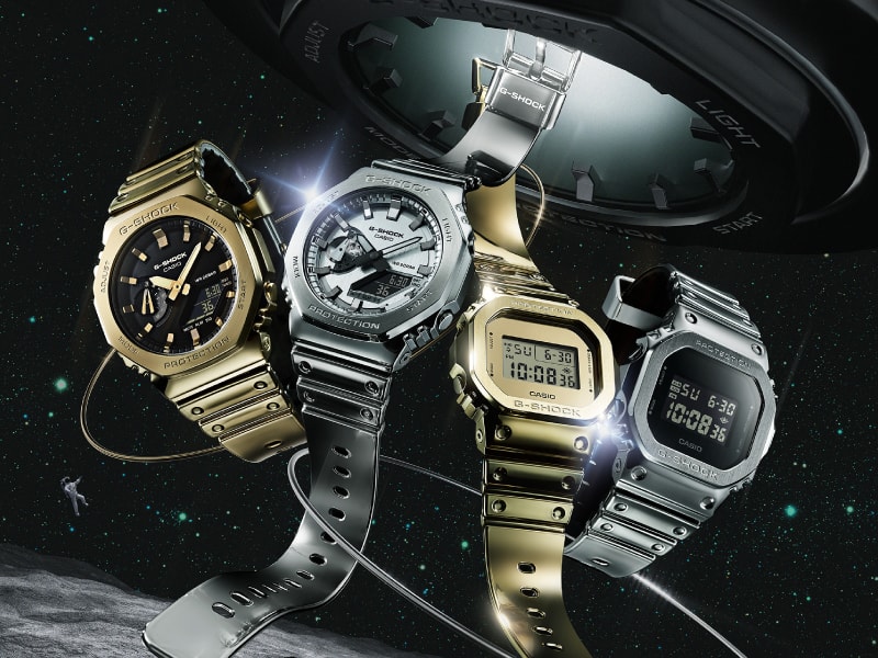 G-SHOCK FINE METALLIC SERIES GM-2100YMG・GM-5600YMG などゴールドとシルバーの4モデル