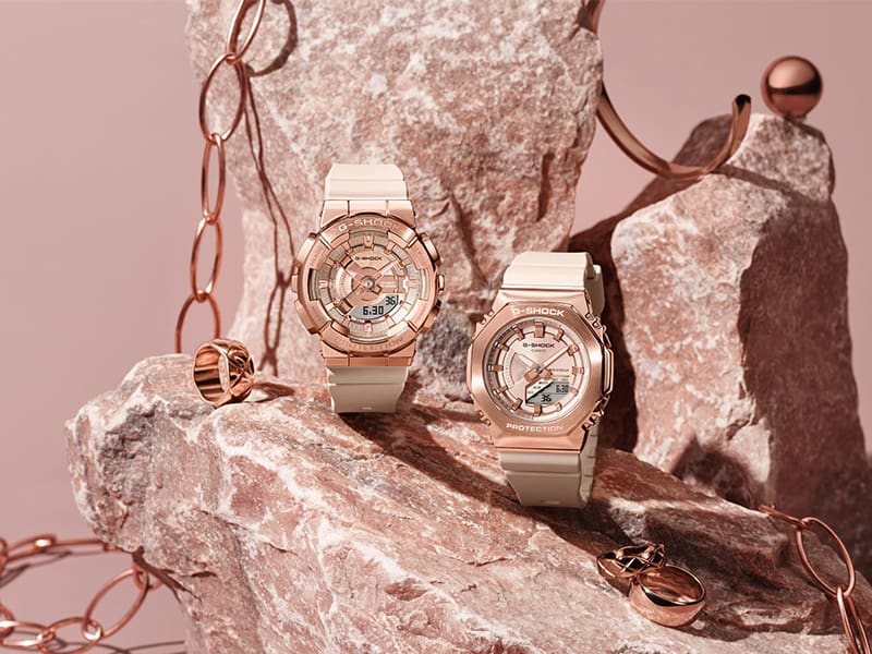 G-SHOCK ピンクゴールドの小型モデル GM-S110PG-4A と GM-S2100PG-4A