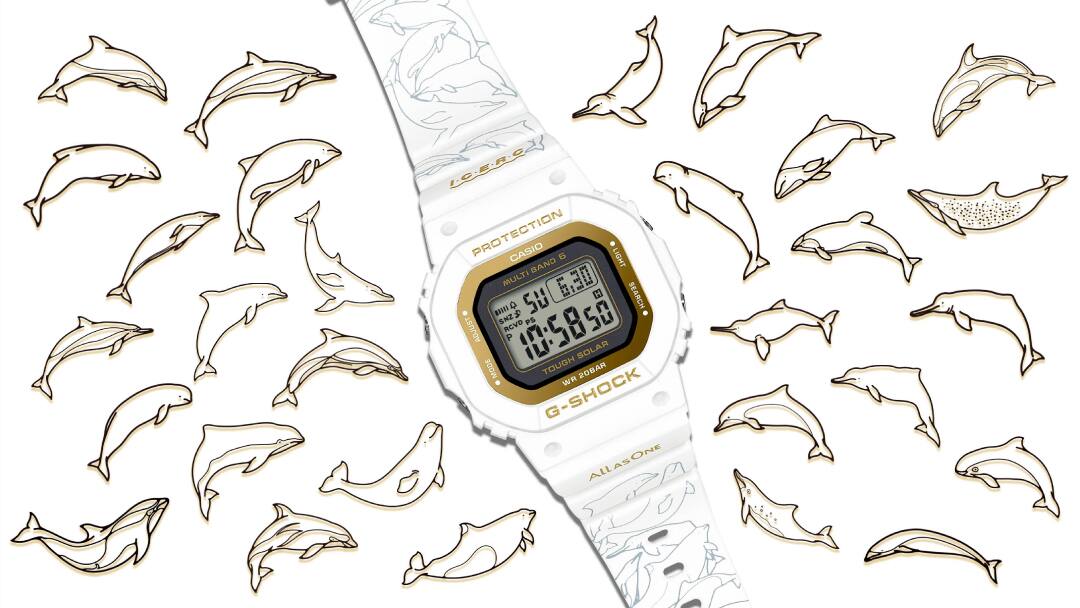 G-SHOCK GMD-W5601K イルクジ30周年モデルと30頭のイルカ・クジラのイラスト