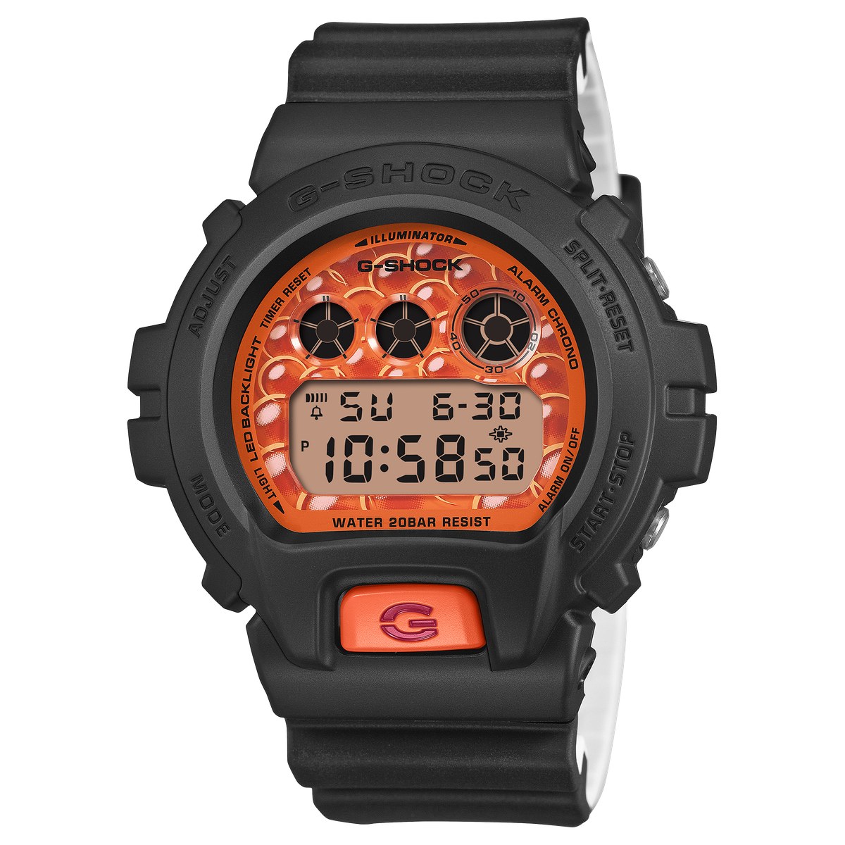 G-SHOCK DW-6900SSH-1JR 寿司 黒いケースとオレンジの文字板